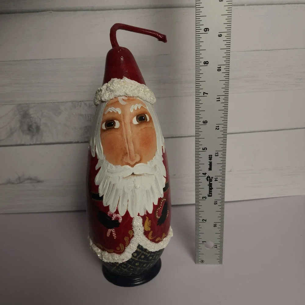 Handmade Gourd Santa‎ Claus Christmas Figure Hand Painted Signed Regina Schaefer